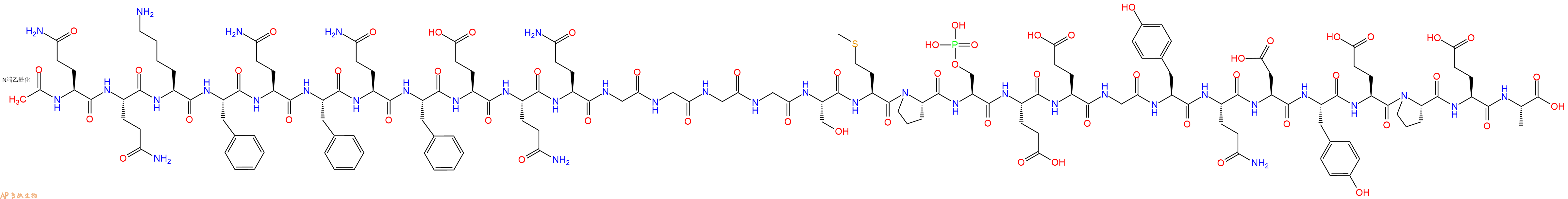 专肽生物产品Ac-Gln-Gln-Lys-Phe-Gln-Phe-Gln-Phe-Glu-Gln-Gln-Gly-Gly-Gly-Gly-Ser-Met-Pro-Ser(PO3H2)-Glu-Glu-Gly-Tyr-Gln-Asp-Tyr-Glu-Pro-Glu-Ala-OH