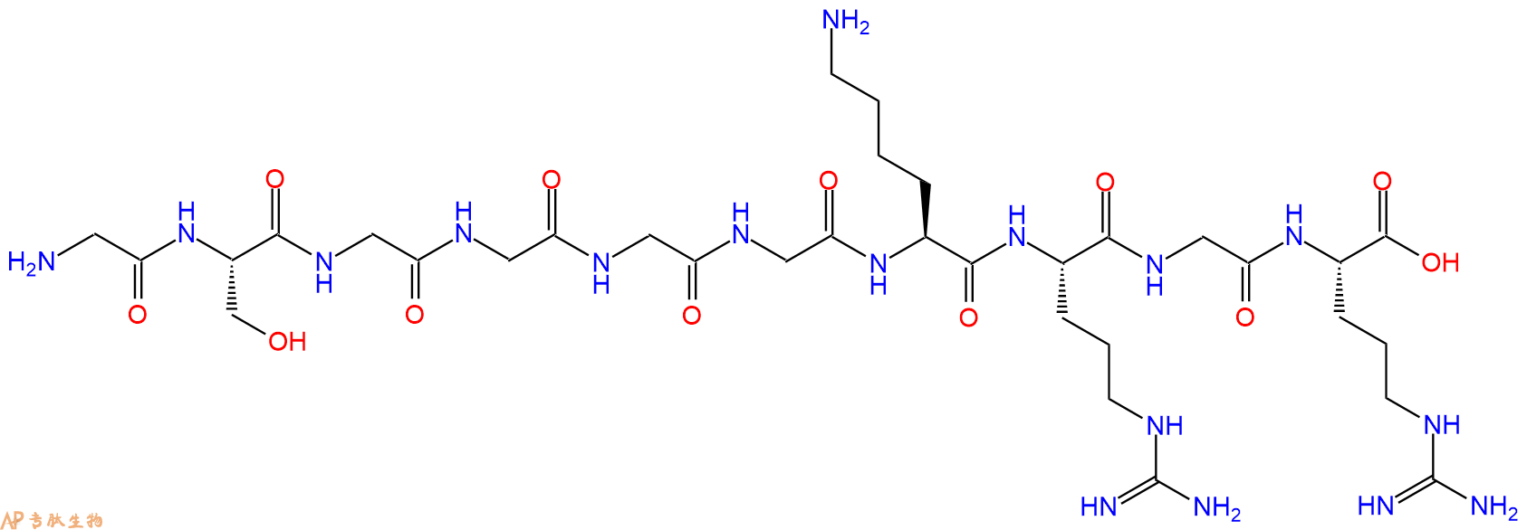 专肽生物产品H2N-Gly-Ser-Gly-Gly-Gly-Gly-Lys-Arg-Gly-Arg-OH