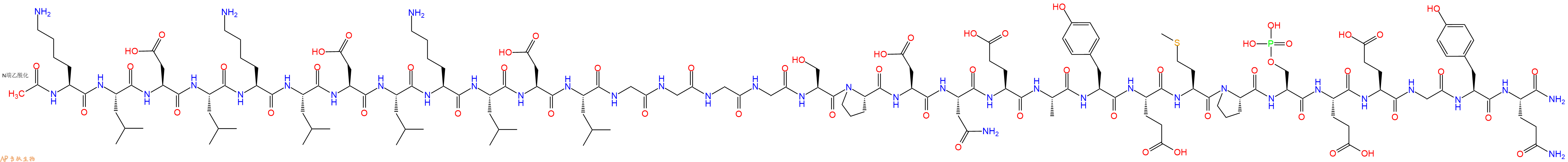 专肽生物产品Ac-Lys-Leu-Asp-Leu-Lys-Leu-Asp-Leu-Lys-Leu-Asp-Leu-Gly-Gly-Gly-Gly-Ser-Pro-Asp-Asn-Glu-Ala-Tyr-Glu-Met-Pro-Ser(PO3H2)-Glu-Glu-Gly-Tyr-Gln-CONH2