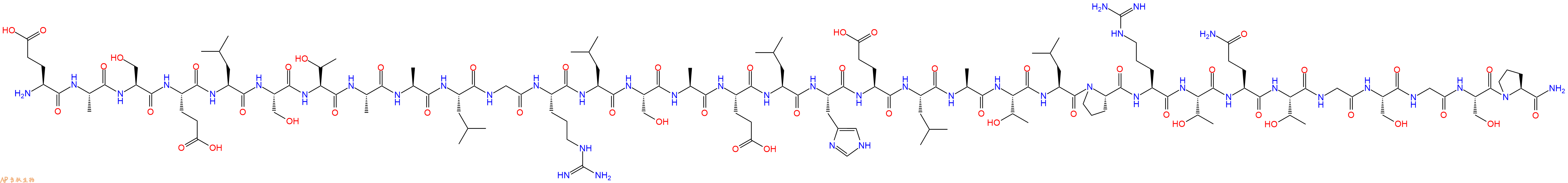 专肽生物产品H2N-Glu-Ala-Ser-Glu-Leu-Ser-Thr-Ala-Ala-Leu-Gly-Arg-Leu-Ser-Ala-Glu-Leu-His-Glu-Leu-Ala-Thr-Leu-Pro-Arg-Thr-Gln-Thr-Gly-Ser-Gly-Ser-Pro-CONH2