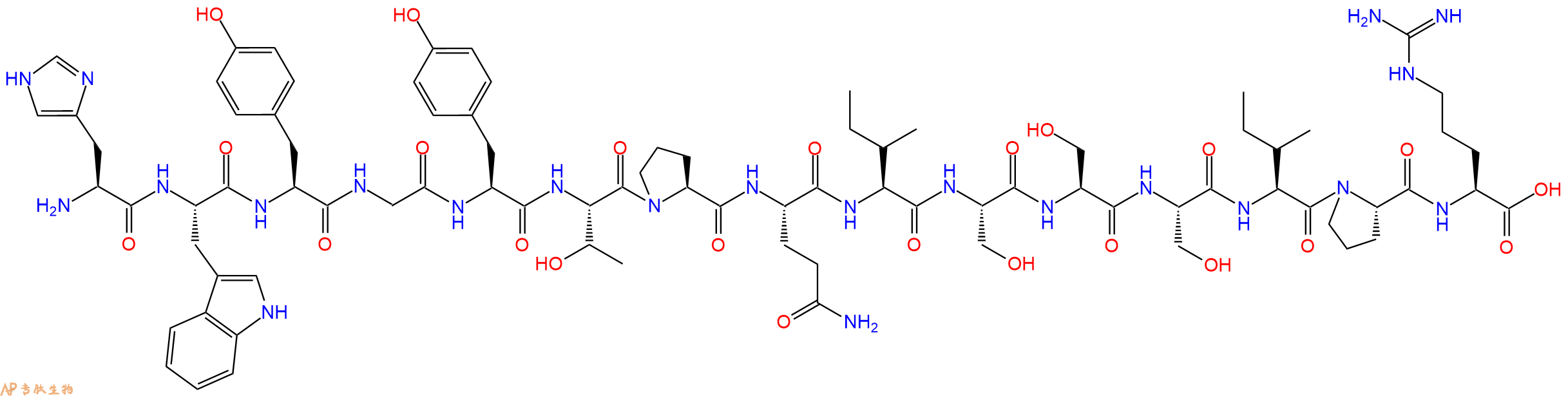 专肽生物产品H2N-His-Trp-Tyr-Gly-Tyr-Thr-Pro-Gln-Ile-Ser-Ser-Ser-Ile-Pro-Arg-OH