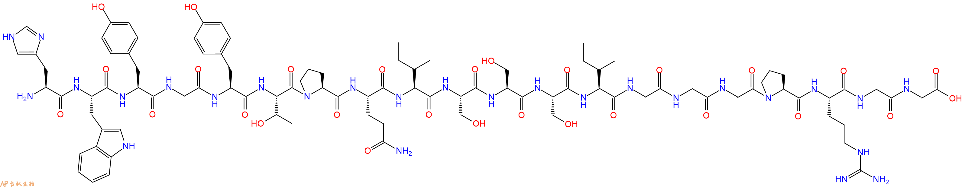 专肽生物产品H2N-His-Trp-Tyr-Gly-Tyr-Thr-Pro-Gln-Ile-Ser-Ser-Ser-Ile-Gly-Gly-Gly-Pro-Arg-Gly-Gly-OH