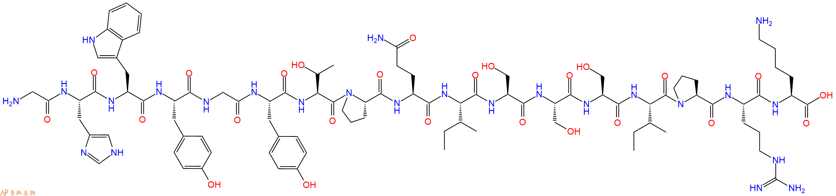 专肽生物产品H2N-Gly-His-Trp-Tyr-Gly-Tyr-Thr-Pro-Gln-Ile-Ser-Ser-Ser-Ile-Pro-Arg-Lys-OH