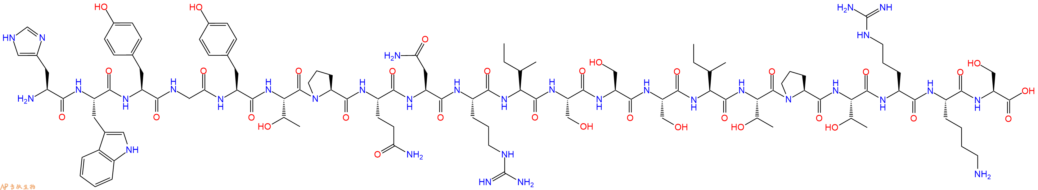 专肽生物产品H2N-His-Trp-Tyr-Gly-Tyr-Thr-Pro-Gln-Asn-Arg-Ile-Ser-Ser-Ser-Ile-Thr-Pro-Thr-Arg-Lys-Ser-OH