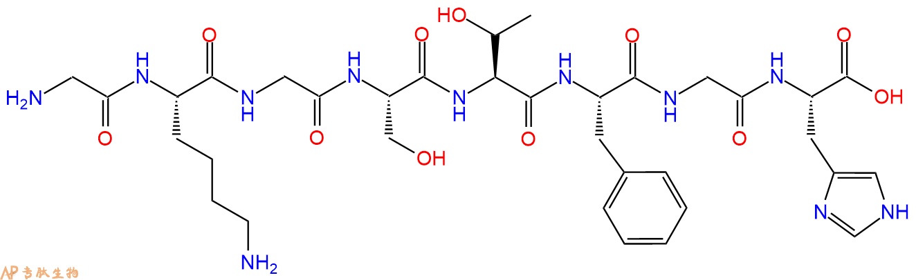 专肽生物产品H2N-Gly-Lys-Gly-Ser-Thr-Phe-Gly-His-OH