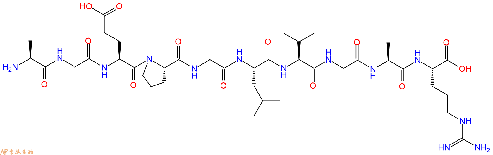 专肽生物产品H2N-Ala-Gly-Glu-Pro-Gly-Leu-Val-Gly-Ala-Arg-OH