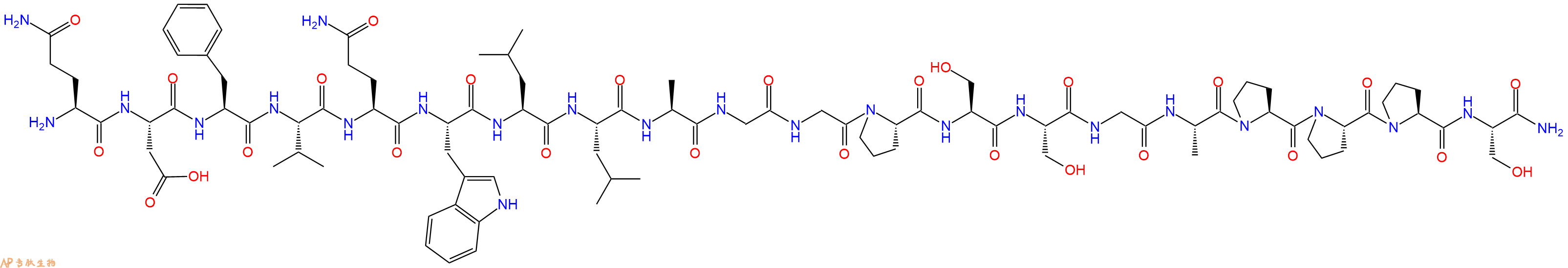 专肽生物产品H2N-Gln-Asp-Phe-Val-Gln-Trp-Leu-Leu-Ala-Gly-Gly-Pro-Ser-Ser-Gly-Ala-Pro-Pro-Pro-Ser-CONH2