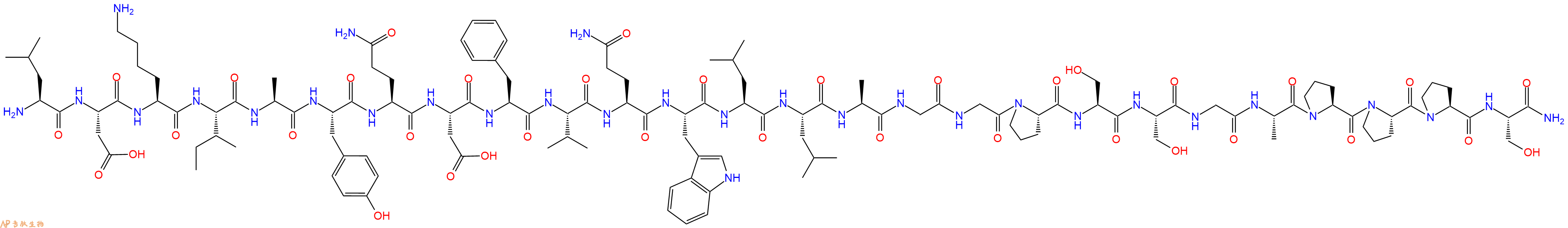 专肽生物产品H2N-Leu-Asp-Lys-Ile-Ala-Tyr-Gln-Asp-Phe-Val-Gln-Trp-Leu-Leu-Ala-Gly-Gly-Pro-Ser-Ser-Gly-Ala-Pro-Pro-Pro-Ser-CONH2