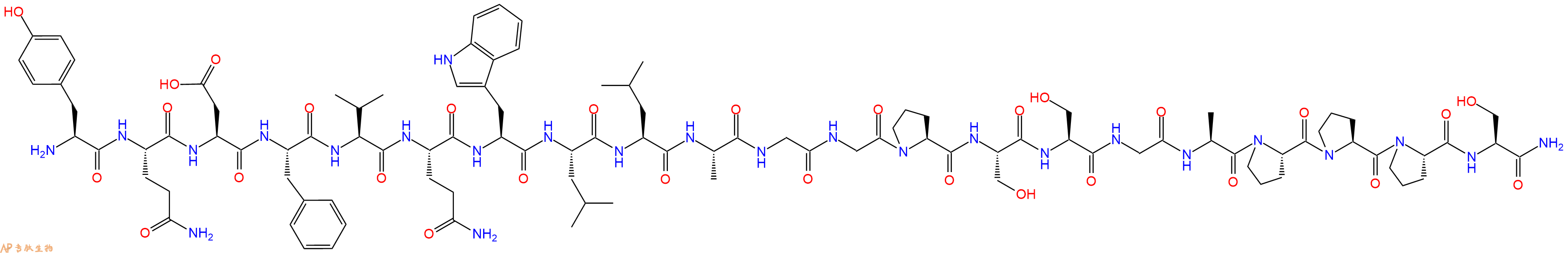 专肽生物产品H2N-Tyr-Gln-Asp-Phe-Val-Gln-Trp-Leu-Leu-Ala-Gly-Gly-Pro-Ser-Ser-Gly-Ala-Pro-Pro-Pro-Ser-CONH2