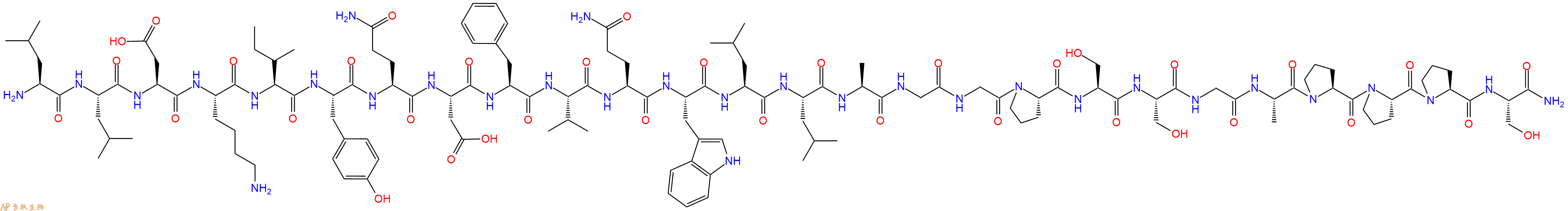 专肽生物产品H2N-Leu-Leu-Asp-Lys-Ile-Tyr-Gln-Asp-Phe-Val-Gln-Trp-Leu-Leu-Ala-Gly-Gly-Pro-Ser-Ser-Gly-Ala-Pro-Pro-Pro-Ser-CONH2