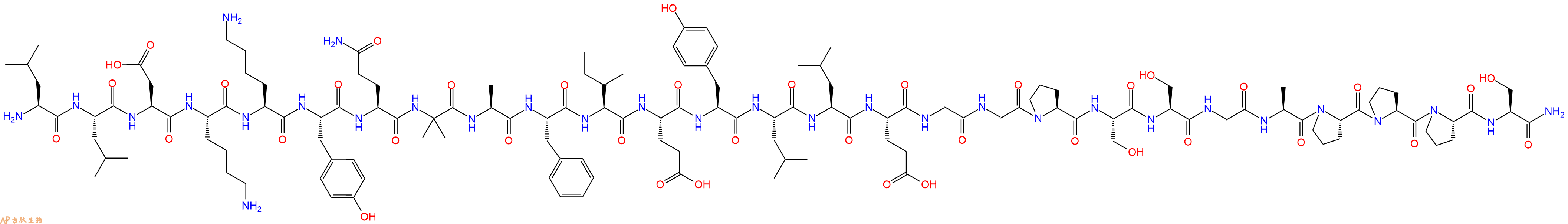 专肽生物产品H2N-Leu-Leu-Asp-Lys-Lys-Tyr-Gln-Aib-Ala-Phe-Ile-Glu-Tyr-Leu-Leu-Glu-Gly-Gly-Pro-Ser-Ser-Gly-Ala-Pro-Pro-Pro-Ser-CONH2