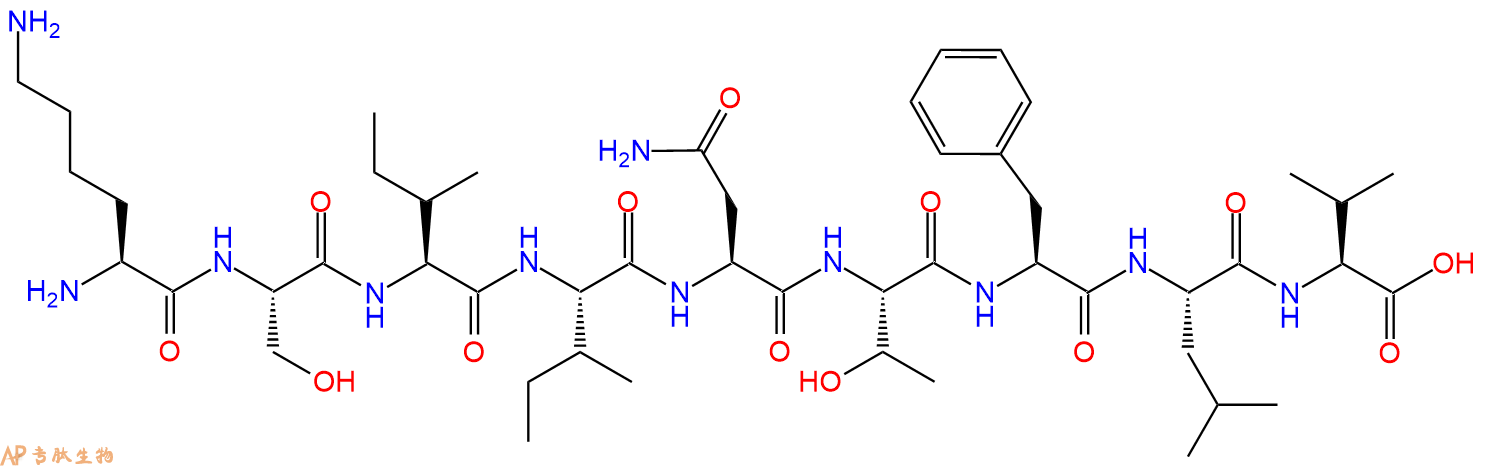 专肽生物产品H2N-Lys-Ser-Ile-Ile-Asn-Thr-Phe-Leu-Val-OH