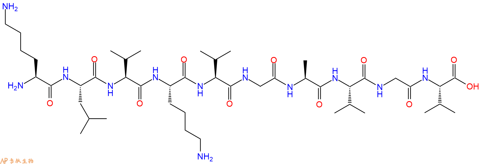 专肽生物产品H2N-Lys-Leu-Val-Lys-Val-Gly-Ala-Val-Gly-Val-OH