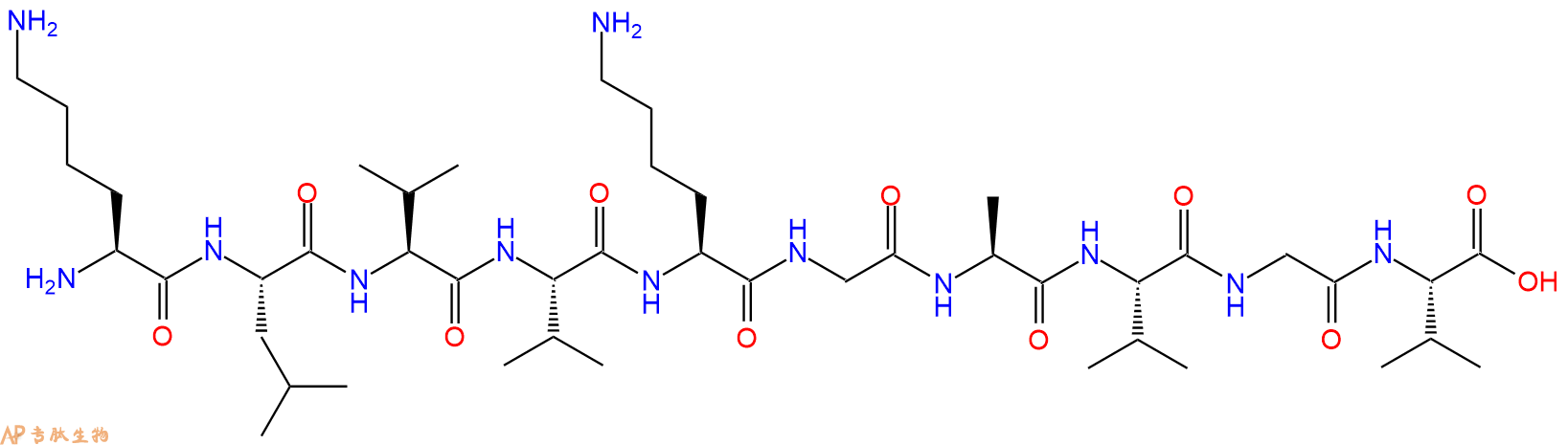 专肽生物产品H2N-Lys-Leu-Val-Val-Lys-Gly-Ala-Val-Gly-Val-OH