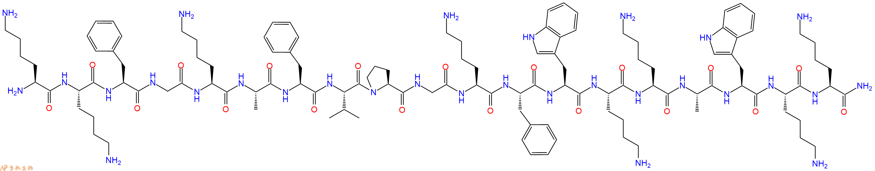 专肽生物产品H2N-Lys-Lys-Phe-Gly-Lys-Ala-Phe-Val-Pro-Gly-Lys-Phe-Trp-Lys-Lys-Ala-Trp-Lys-Lys-CONH2