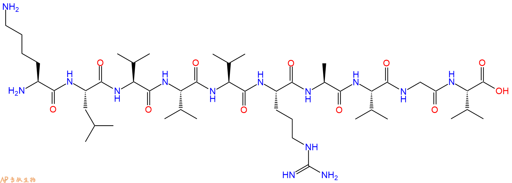 专肽生物产品H2N-Lys-Leu-Val-Val-Val-Arg-Ala-Val-Gly-Val-OH