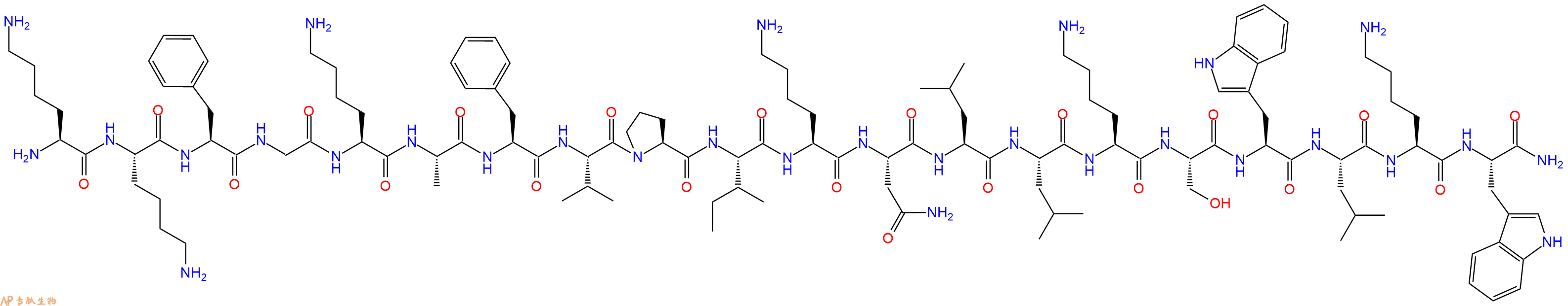 专肽生物产品H2N-Lys-Lys-Phe-Gly-Lys-Ala-Phe-Val-Pro-Ile-Lys-Asn-Leu-Leu-Lys-Ser-Trp-Leu-Lys-Trp-CONH2