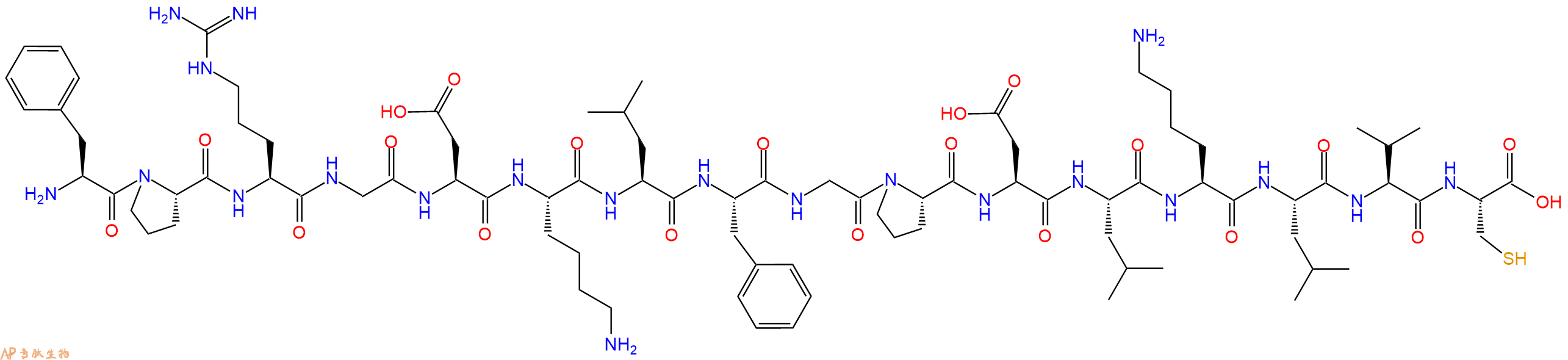 专肽生物产品H2N-Phe-Pro-Arg-Gly-Asp-Lys-Leu-Phe-Gly-Pro-Asp-Leu-Lys-Leu-Val-Cys-OH