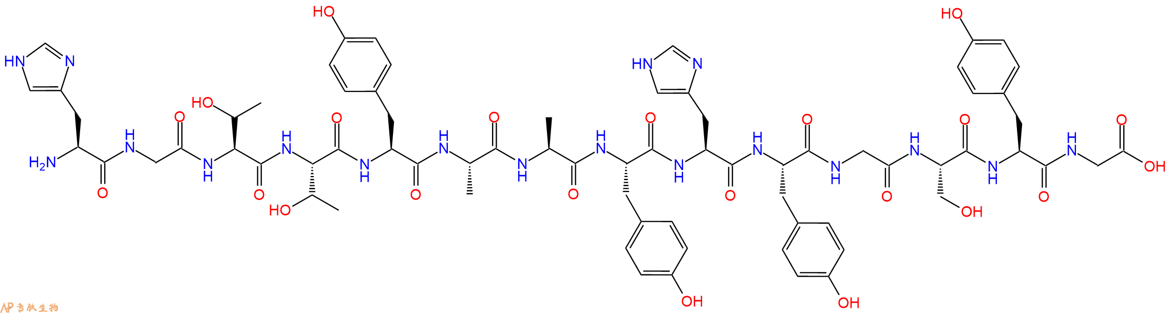 专肽生物产品H2N-His-Gly-Thr-Thr-Tyr-Ala-Ala-Tyr-His-Tyr-Gly-Ser-Tyr-Gly-OH