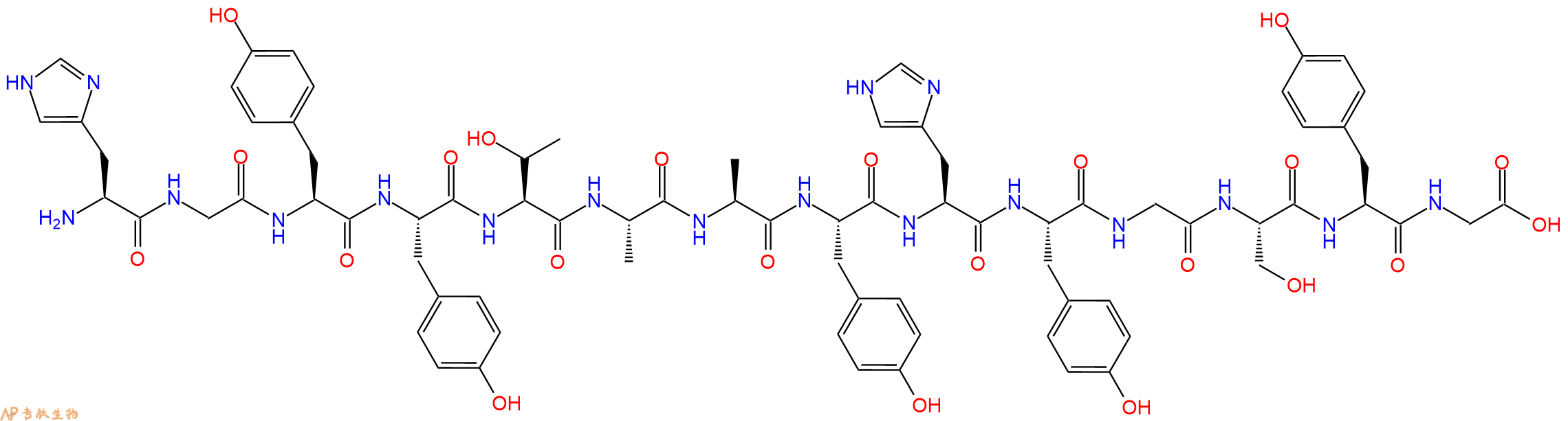 专肽生物产品H2N-His-Gly-Tyr-Tyr-Thr-Ala-Ala-Tyr-His-Tyr-Gly-Ser-Tyr-Gly-OH