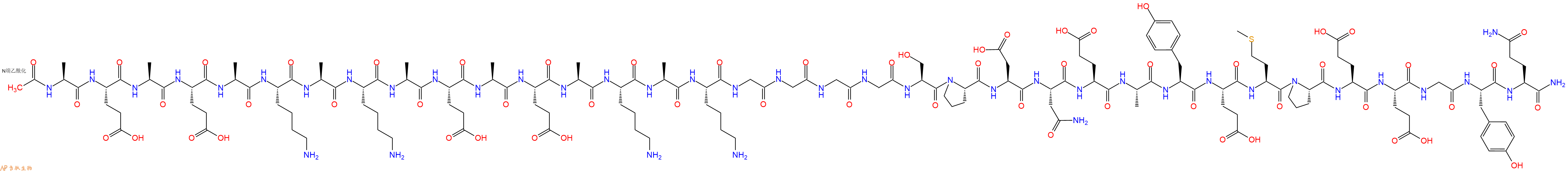专肽生物产品Ac-Ala-Glu-Ala-Glu-Ala-Lys-Ala-Lys-Ala-Glu-Ala-Glu-Ala-Lys-Ala-Lys-Gly-Gly-Gly-Gly-Ser-Pro-Asp-Asn-Glu-Ala-Tyr-Glu-Met-Pro-Glu-Glu-Gly-Tyr-Gln-CONH2
