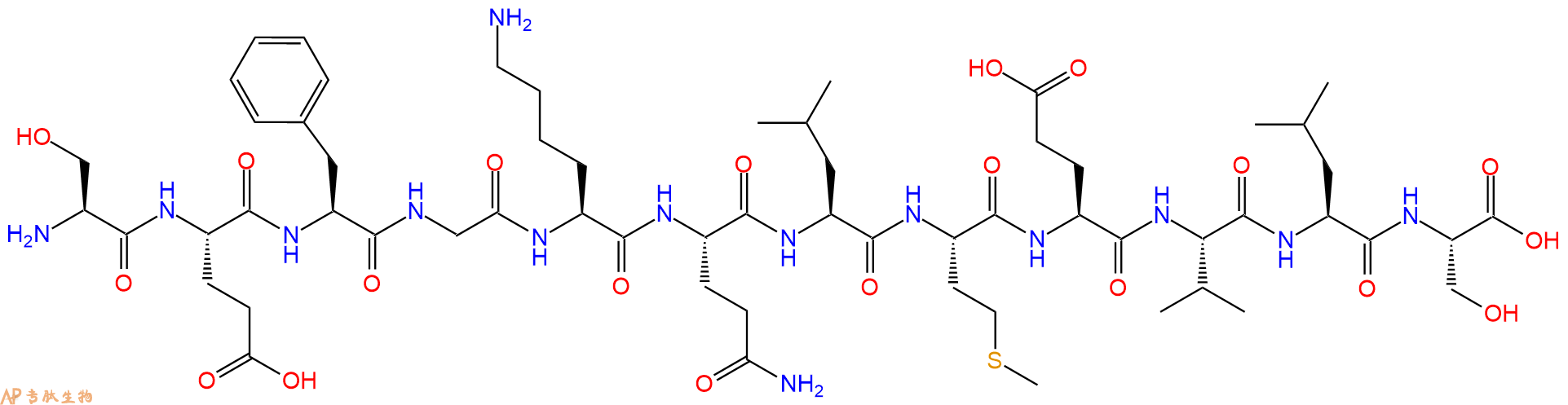 专肽生物产品H2N-Ser-Glu-Phe-Gly-Lys-Gln-Leu-Met-Glu-Val-Leu-Ser-OH