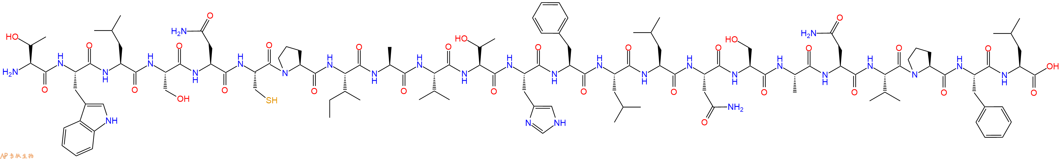 专肽生物产品H2N-Thr-Trp-Leu-Ser-Asn-Cys-Pro-Ile-Ala-Val-Thr-His-Phe-Leu-Leu-Asn-Ser-Ala-Asn-Val-Pro-Phe-Leu-OH