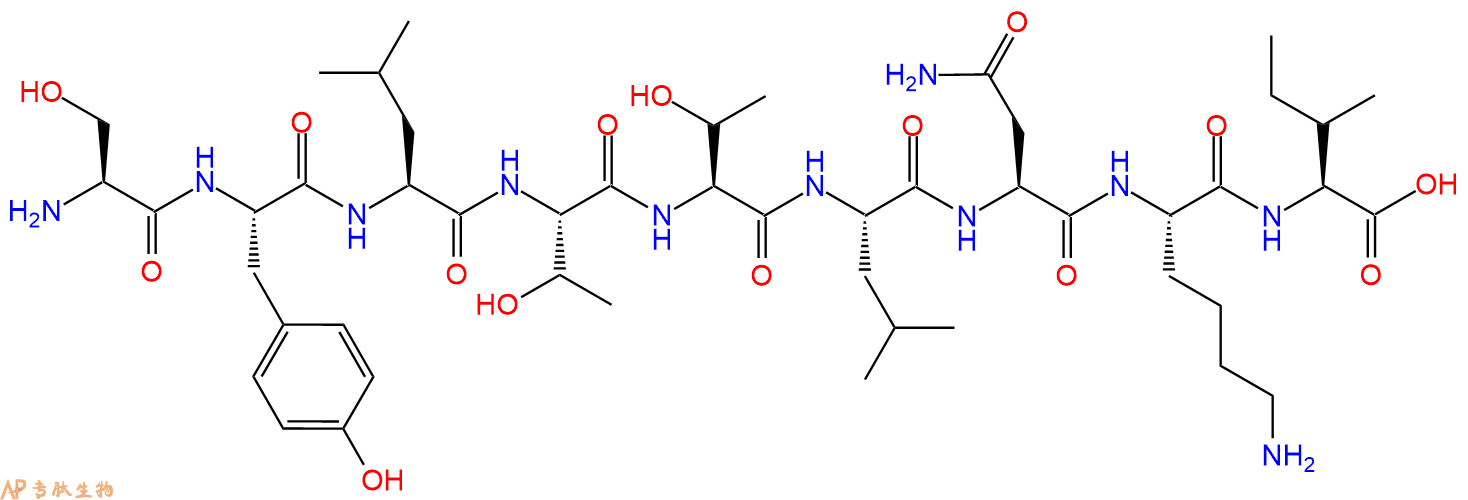 专肽生物产品H2N-Ser-Tyr-Leu-Thr-Thr-Leu-Asn-Lys-Ile-OH