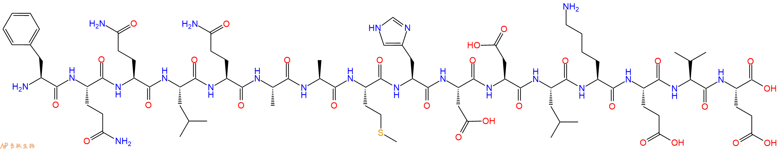 专肽生物产品H2N-Phe-Gln-Gln-Leu-Gln-Ala-Ala-Met-His-Asp-Asp-Leu-Lys-Glu-Val-Glu-OH