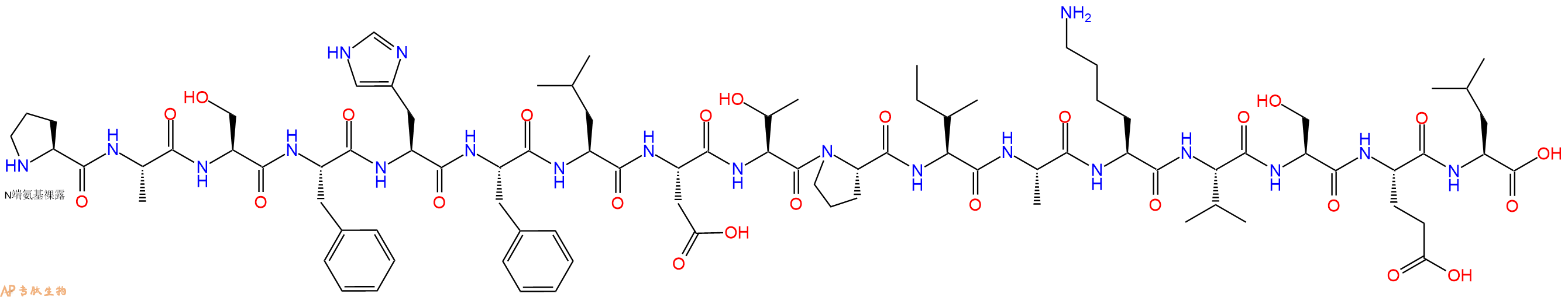 专肽生物产品H2N-Pro-Ala-Ser-Phe-His-Phe-Leu-Asp-Thr-Pro-Ile-Ala-Lys-Val-Ser-Glu-Leu-OH