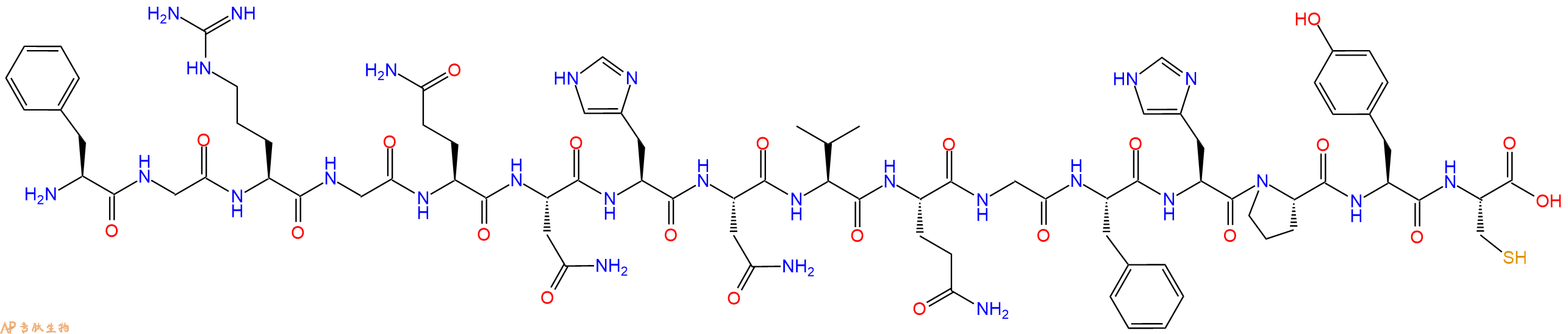 专肽生物产品H2N-Phe-Gly-Arg-Gly-Gln-Asn-His-Asn-Val-Gln-Gly-Phe-His-Pro-Tyr-Cys-OH