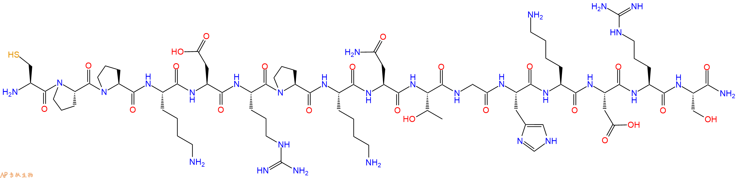 专肽生物产品H2N-Cys-Pro-Pro-Lys-Asp-Arg-Pro-Lys-Asn-Thr-Gly-His-Lys-Asp-Arg-Ser-CONH2