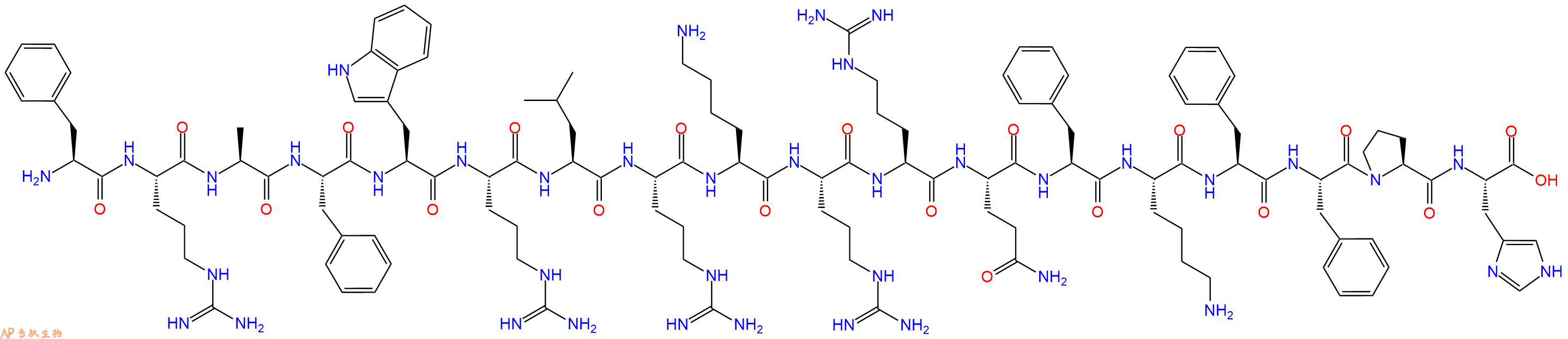专肽生物产品H2N-Phe-Arg-Ala-Phe-Trp-Arg-Leu-Arg-Lys-Arg-Arg-Gln-Phe-Lys-Phe-Phe-Pro-His-OH