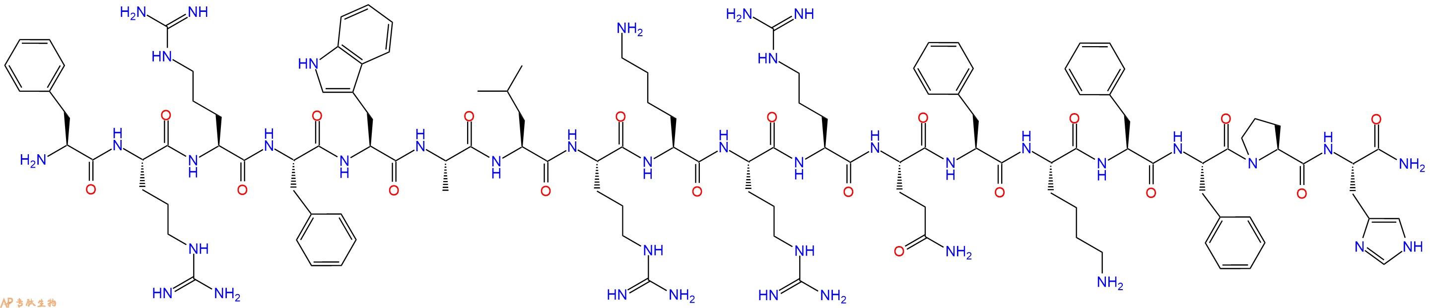 专肽生物产品H2N-Phe-Arg-Arg-Phe-Trp-Ala-Leu-Arg-Lys-Arg-Arg-Gln-Phe-Lys-Phe-Phe-Pro-His-CONH2