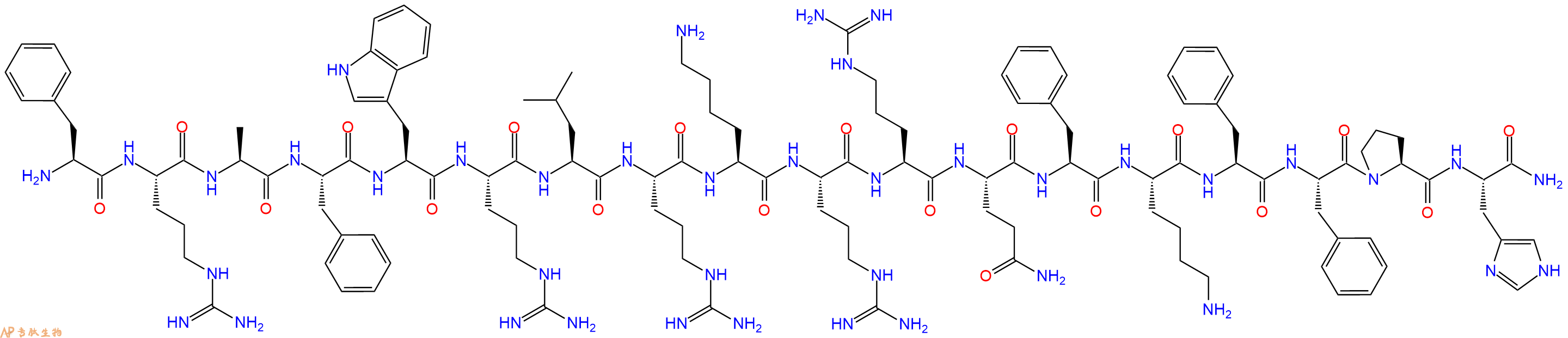 专肽生物产品H2N-Phe-Arg-Ala-Phe-Trp-Arg-Leu-Arg-Lys-Arg-Arg-Gln-Phe-Lys-Phe-Phe-Pro-His-CONH2