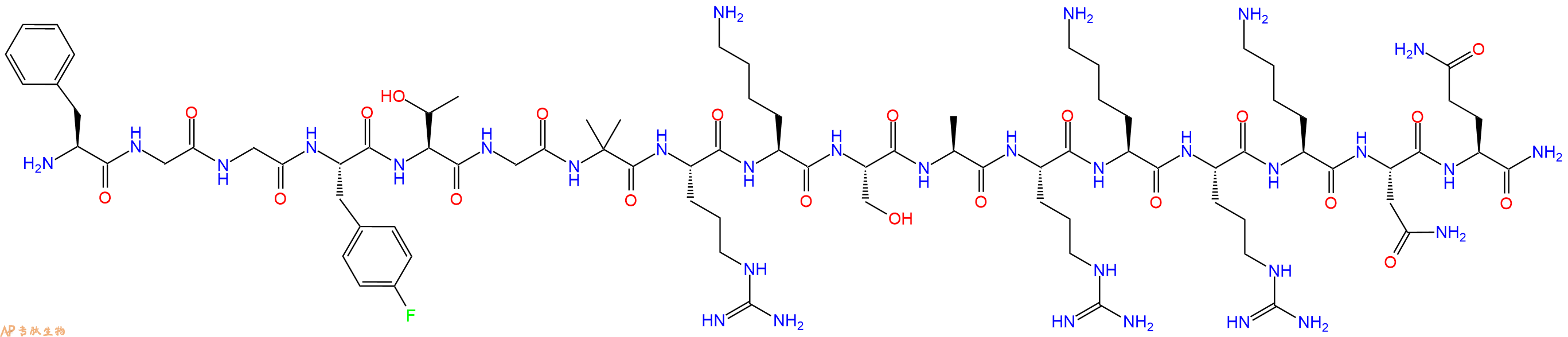 专肽生物产品H2N-Phe-Gly-Gly-Phe(4F)-Thr-Gly-Aib-Arg-Lys-Ser-Ala-Arg-Lys-Arg-Lys-Asn-Gln-CONH2
