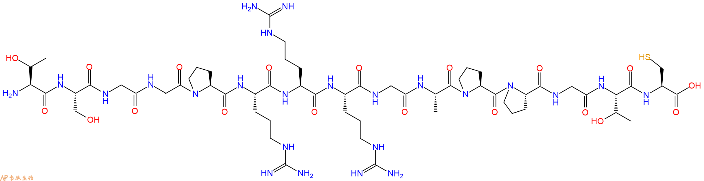 专肽生物产品H2N-Thr-Ser-Gly-Gly-Pro-Arg-Arg-Arg-Gly-Ala-Pro-Pro-Gly-Thr-Cys-OH