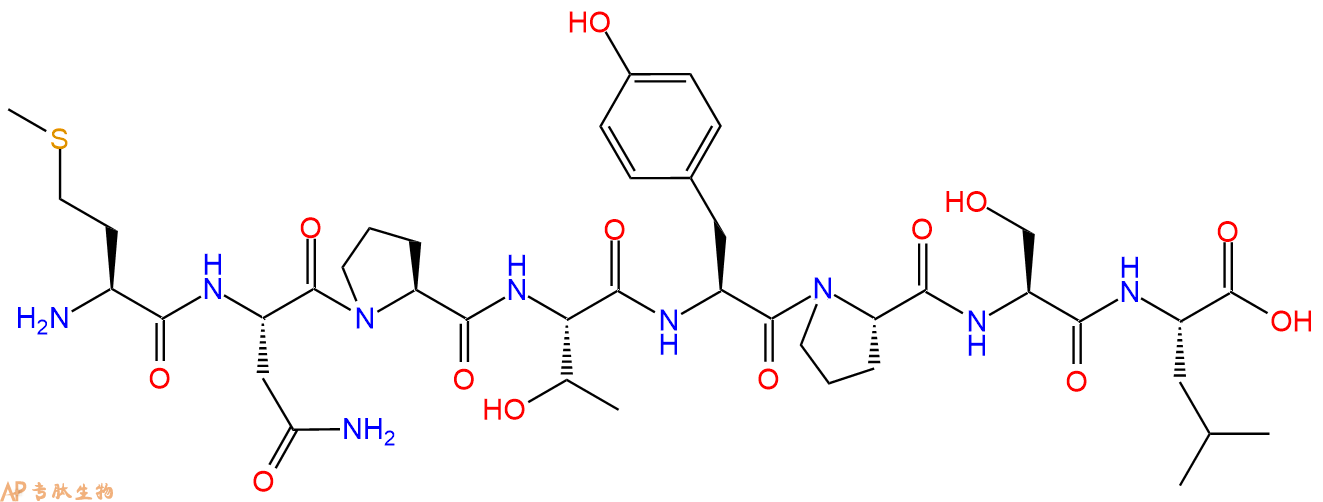 专肽生物产品H2N-Met-Asn-Pro-Thr-Tyr-Pro-Ser-Leu-OH