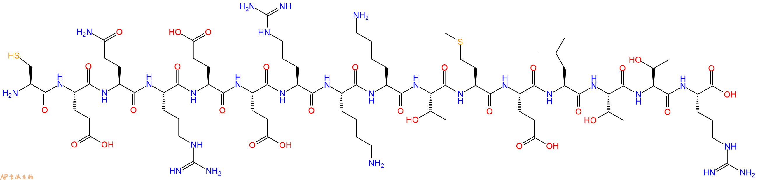 专肽生物产品H2N-Cys-Glu-Gln-Arg-Glu-Glu-Arg-Lys-Lys-Thr-Met-Glu-Leu-Thr-Thr-Arg-OH