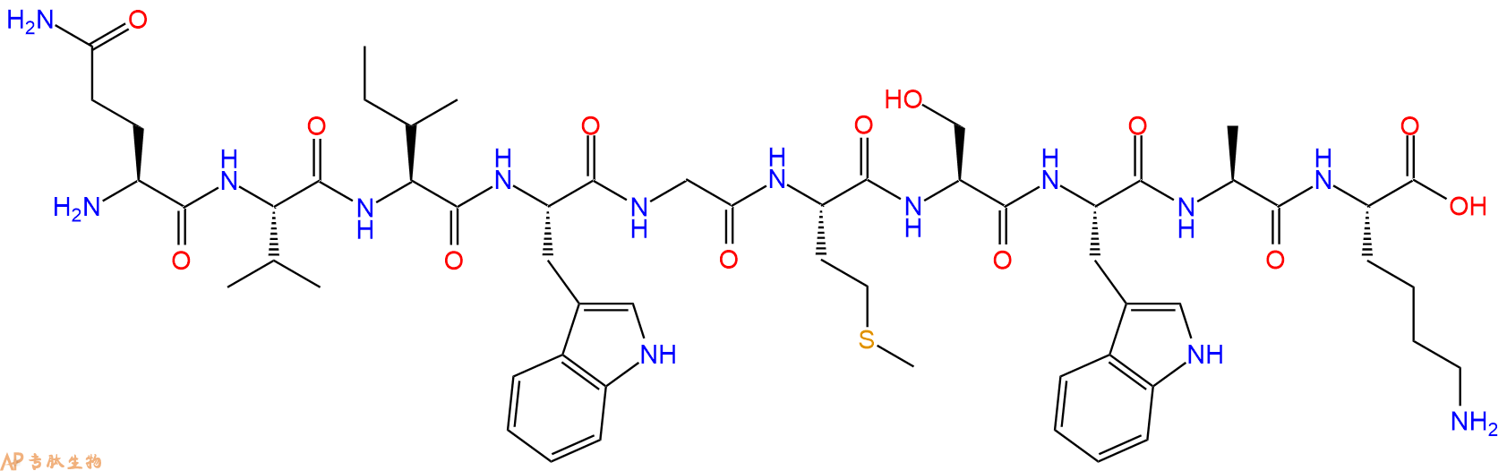 专肽生物产品H2N-Gln-Val-Ile-Trp-Gly-Met-Ser-Trp-Ala-Lys-OH