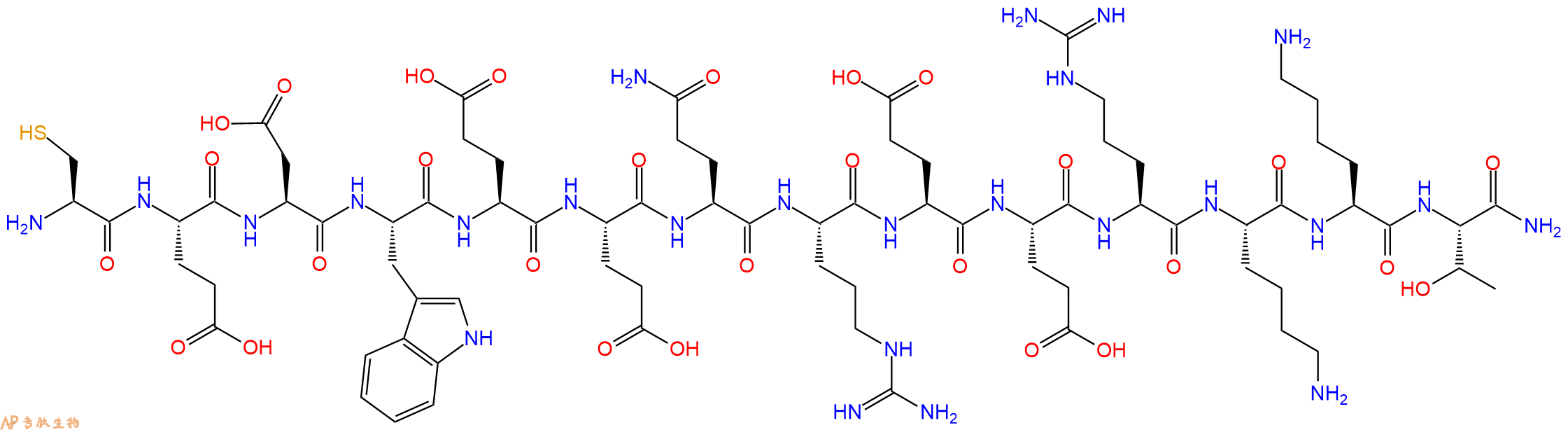 专肽生物产品H2N-Cys-Glu-Asp-Trp-Glu-Glu-Gln-Arg-Glu-Glu-Arg-Lys-Lys-Thr-CONH2