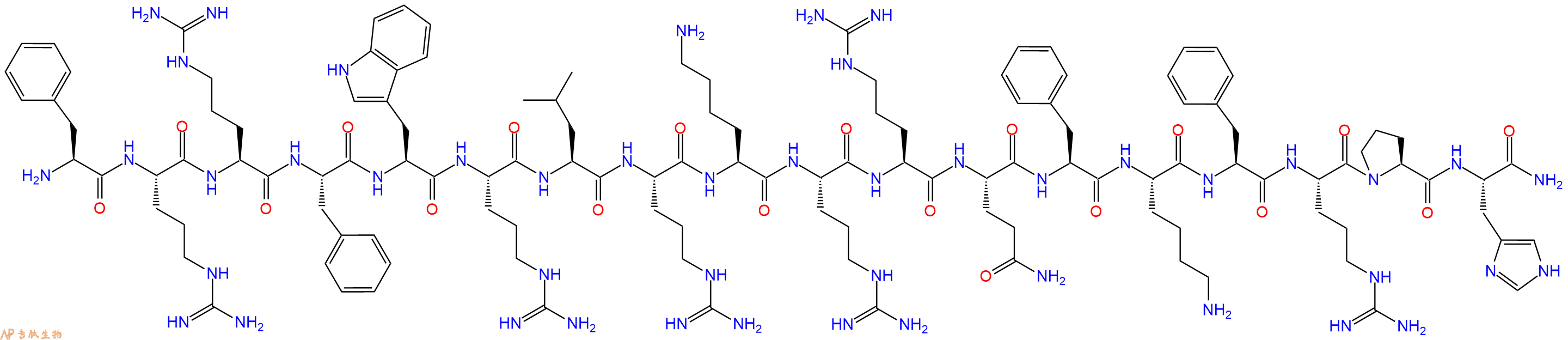 专肽生物产品H2N-Phe-Arg-Arg-Phe-Trp-Arg-Leu-Arg-Lys-Arg-Arg-Gln-Phe-Lys-Phe-Arg-Pro-His-CONH2