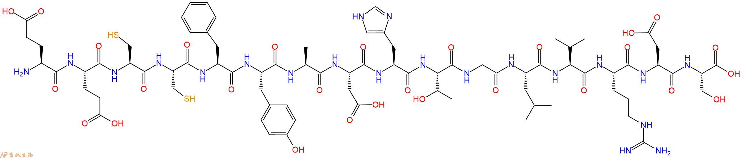 专肽生物产品H2N-Glu-Glu-Cys-Cys-Phe-Tyr-Ala-Asp-His-Thr-Gly-Leu-Val-Arg-Asp-Ser-OH