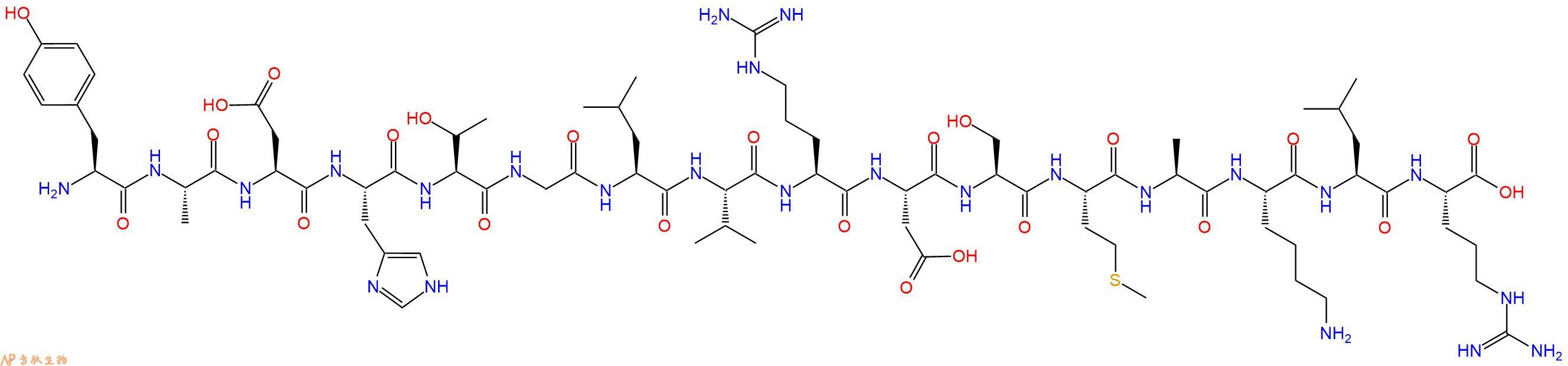 专肽生物产品H2N-Tyr-Ala-Asp-His-Thr-Gly-Leu-Val-Arg-Asp-Ser-Met-Ala-Lys-Leu-Arg-OH