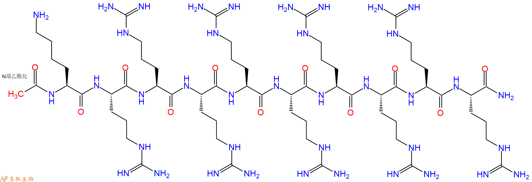 专肽生物产品Ac-Lys-Arg-Arg-Arg-Arg-Arg-Arg-Arg-Arg-Arg-CONH2