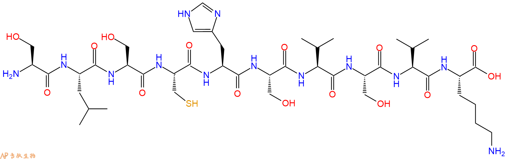 专肽生物产品H2N-Ser-Leu-Ser-Cys-His-Ser-Val-Ser-Val-Lys-OH