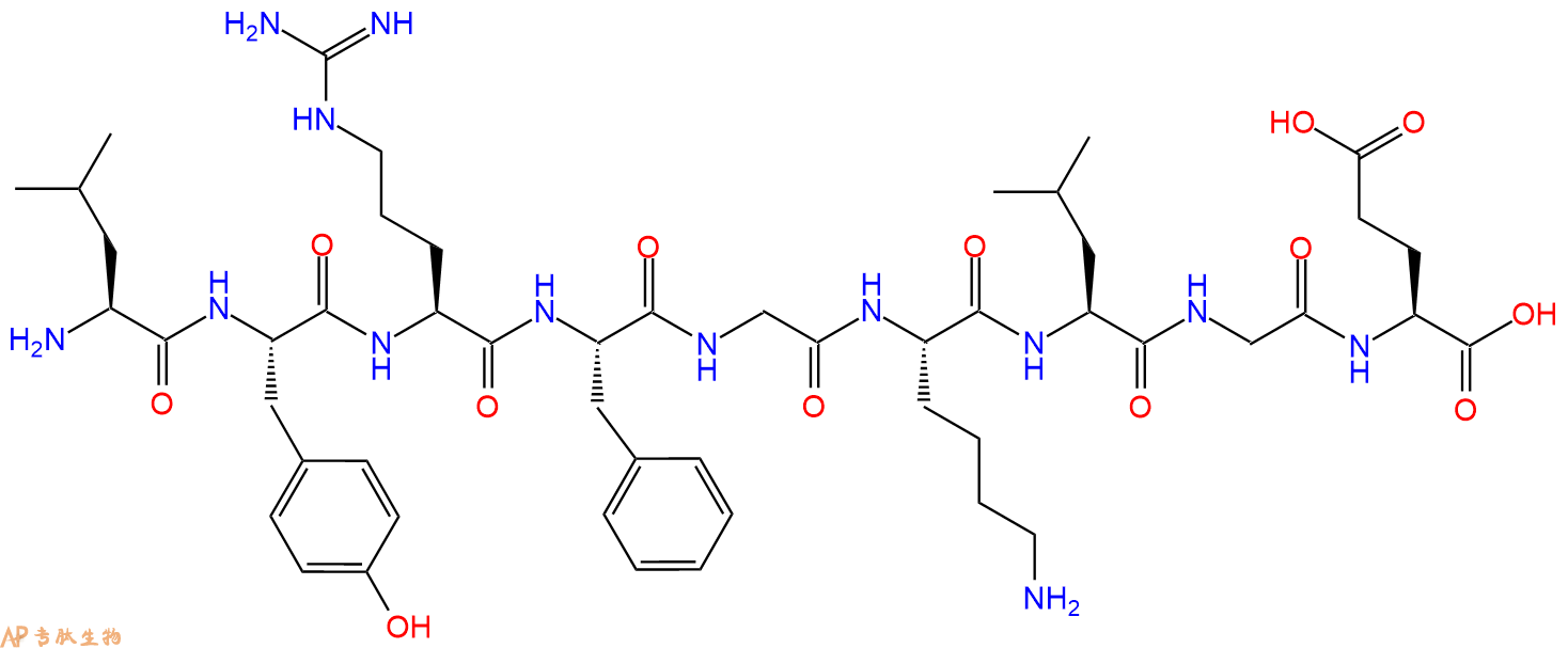 专肽生物产品H2N-Leu-Tyr-Arg-Phe-Gly-Lys-Leu-Gly-Glu-OH