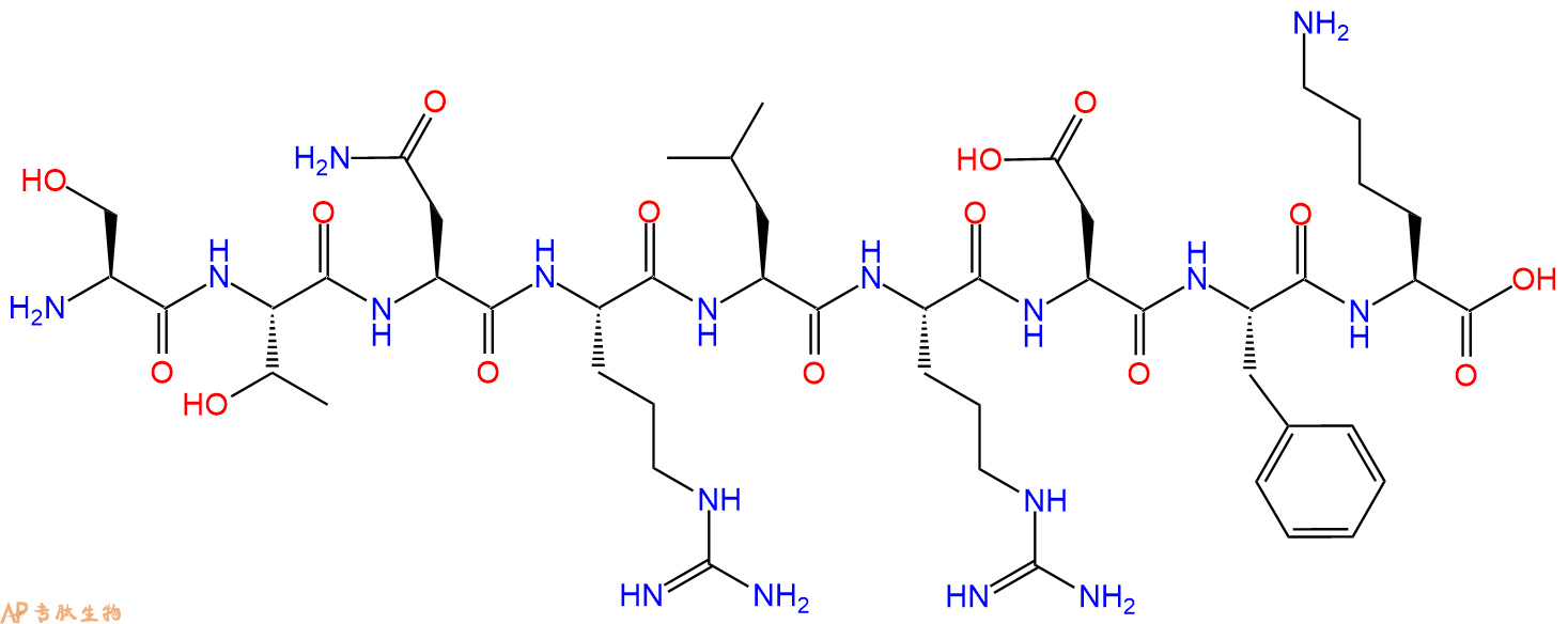 专肽生物产品H2N-Ser-Thr-Asn-Arg-Leu-Arg-Asp-Phe-Lys-OH