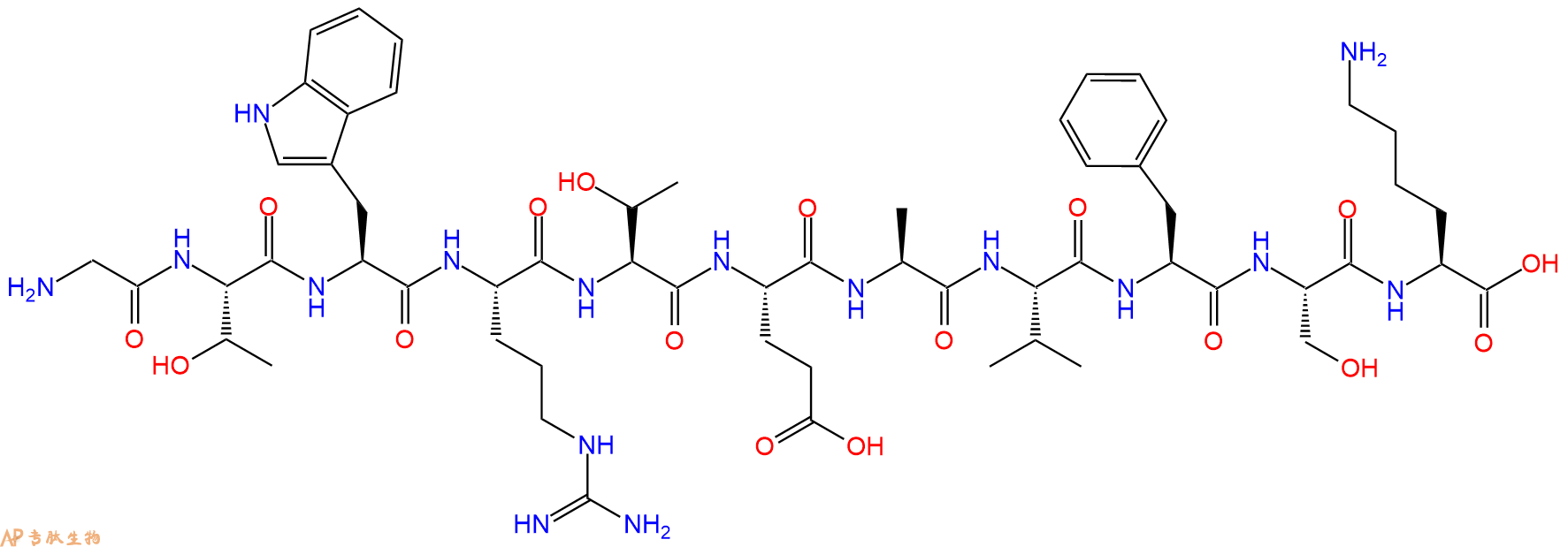 专肽生物产品H2N-Gly-Thr-Trp-Arg-Thr-Glu-Ala-Val-Phe-Ser-Lys-OH
