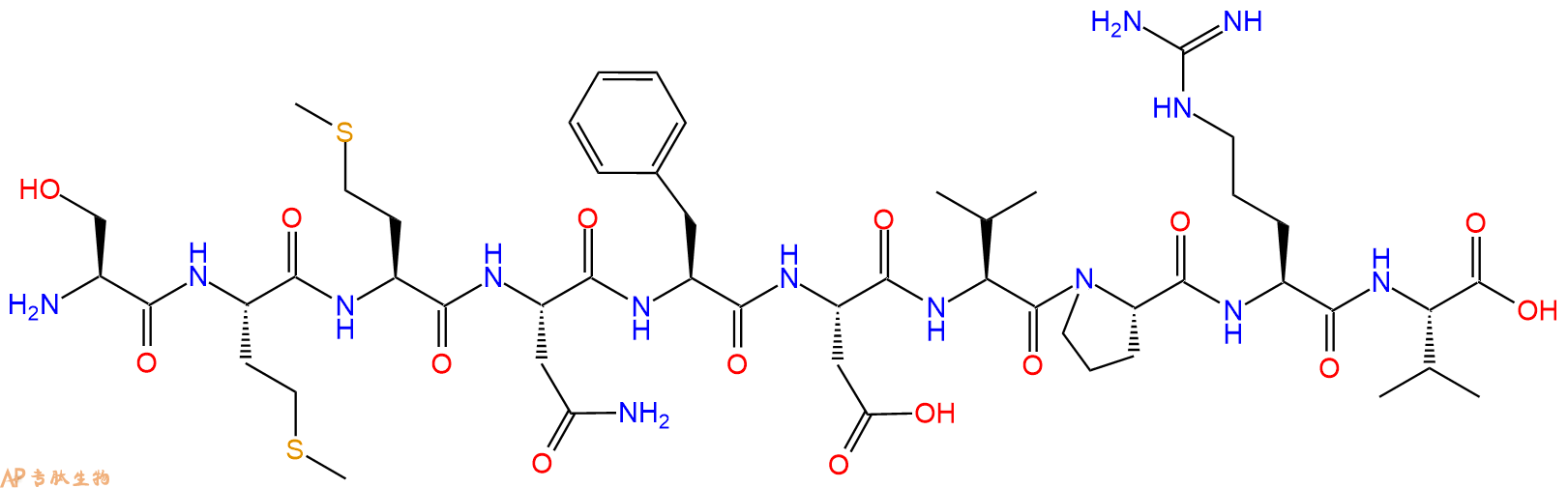专肽生物产品H2N-Ser-Met-Met-Asn-Phe-Asp-Val-Pro-Arg-Val-OH